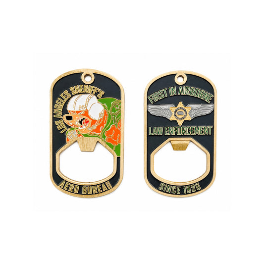 BOTTLE OPENER "FIRST IN AIRBORNE LAW ENFORCEMENT"
